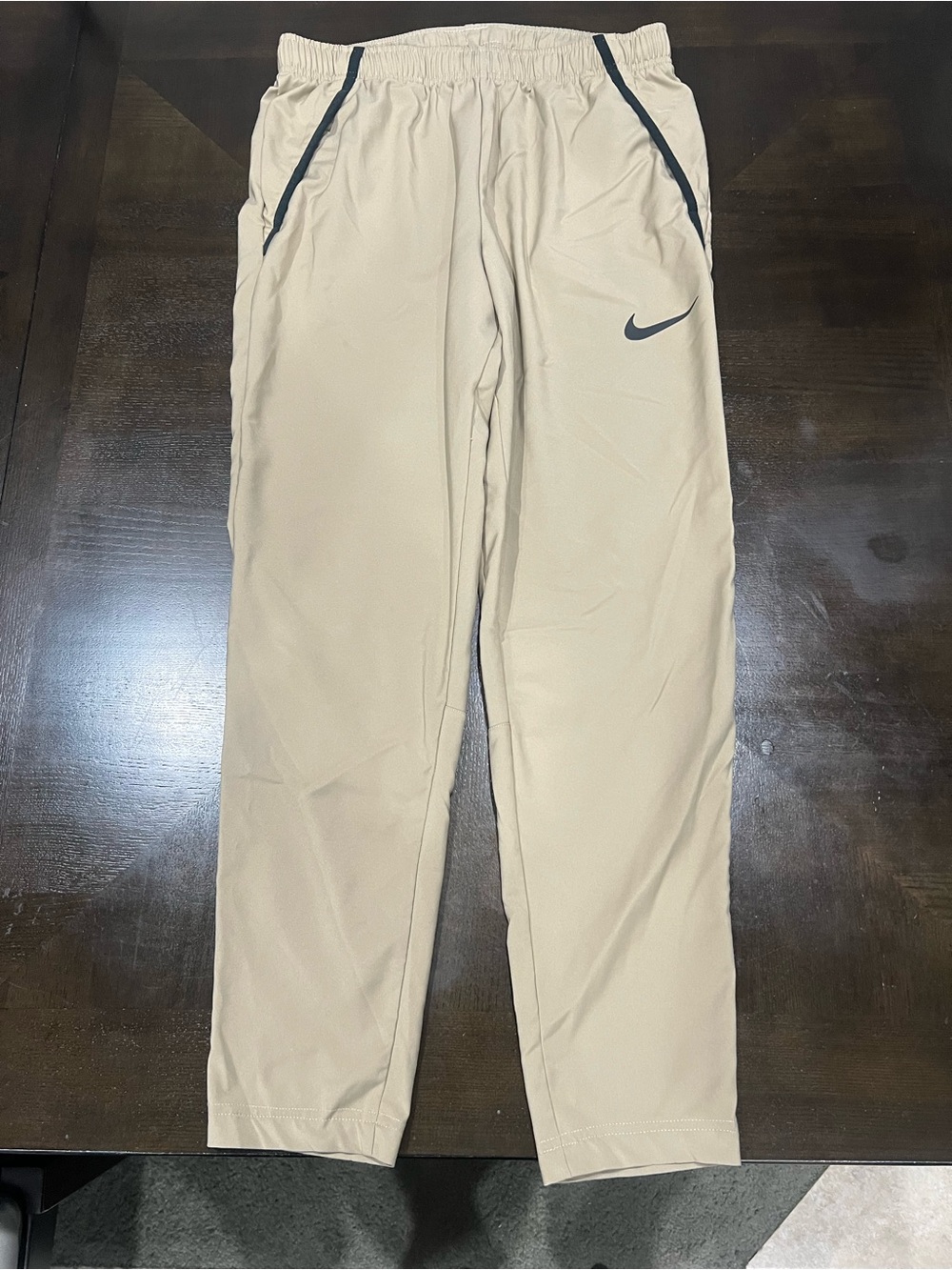 Nike Dri-FIT Men's Beige Solid Pants Size M Drawstring Waist